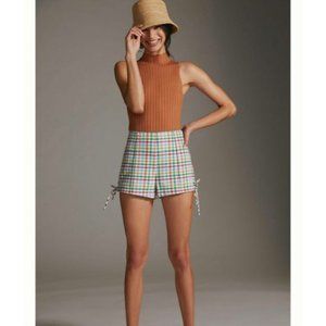 Anthropologie Maeve Gingham micro mini high waisted shorts